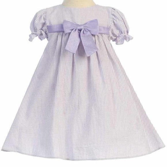 Lito Other - NWT Girls Cotton Seersucker Lilac Dress 18-24m